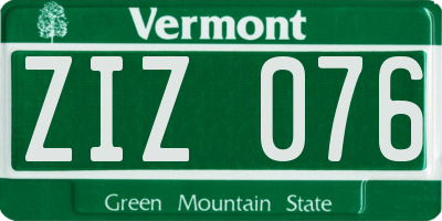 VT license plate ZIZ076