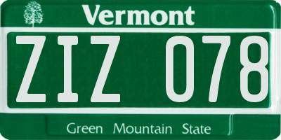 VT license plate ZIZ078