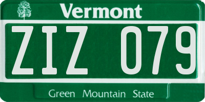 VT license plate ZIZ079