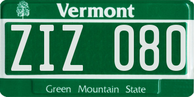 VT license plate ZIZ080