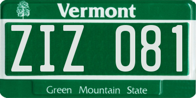 VT license plate ZIZ081