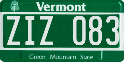 VT license plate ZIZ083