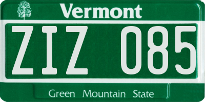 VT license plate ZIZ085