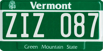 VT license plate ZIZ087