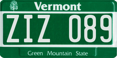 VT license plate ZIZ089