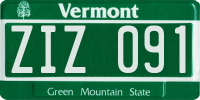 VT license plate ZIZ091