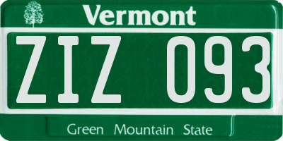 VT license plate ZIZ093
