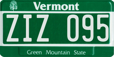 VT license plate ZIZ095