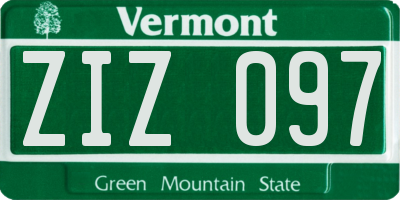 VT license plate ZIZ097