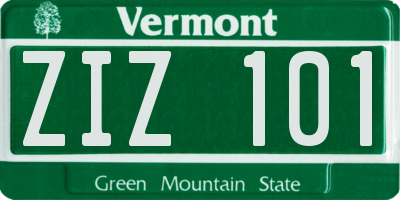 VT license plate ZIZ101