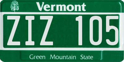 VT license plate ZIZ105