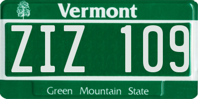 VT license plate ZIZ109