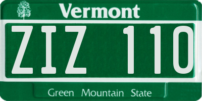 VT license plate ZIZ110