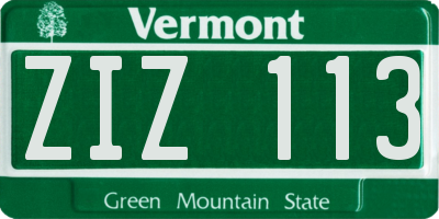 VT license plate ZIZ113