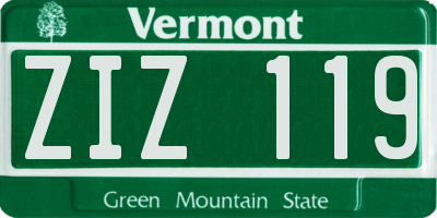VT license plate ZIZ119