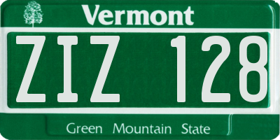 VT license plate ZIZ128
