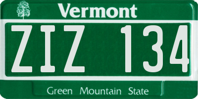 VT license plate ZIZ134