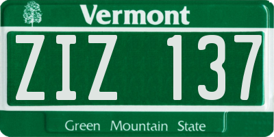 VT license plate ZIZ137