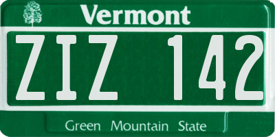 VT license plate ZIZ142