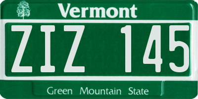 VT license plate ZIZ145