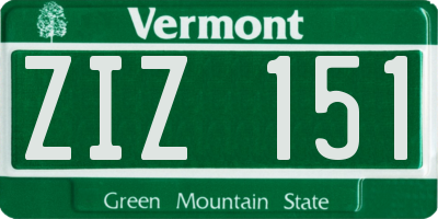 VT license plate ZIZ151