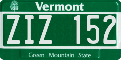 VT license plate ZIZ152