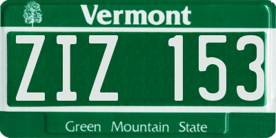 VT license plate ZIZ153