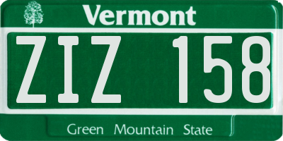 VT license plate ZIZ158