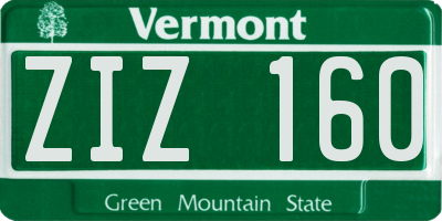 VT license plate ZIZ160