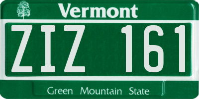 VT license plate ZIZ161