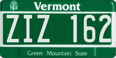 VT license plate ZIZ162