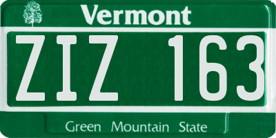 VT license plate ZIZ163