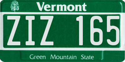 VT license plate ZIZ165