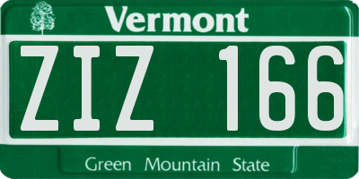 VT license plate ZIZ166
