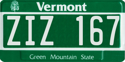 VT license plate ZIZ167