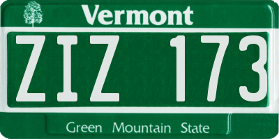 VT license plate ZIZ173