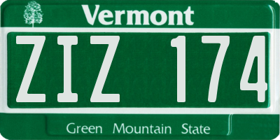 VT license plate ZIZ174