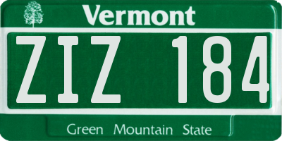 VT license plate ZIZ184