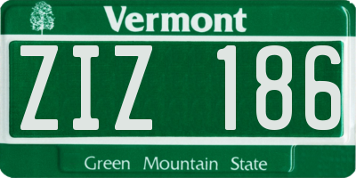 VT license plate ZIZ186