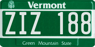 VT license plate ZIZ188