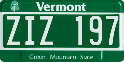 VT license plate ZIZ197