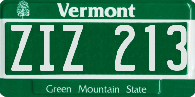 VT license plate ZIZ213