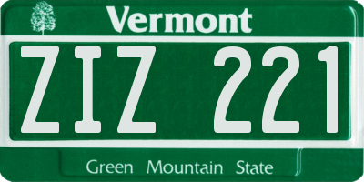 VT license plate ZIZ221