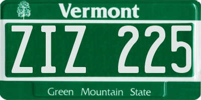 VT license plate ZIZ225