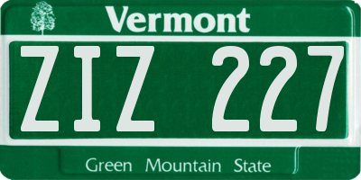 VT license plate ZIZ227