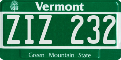 VT license plate ZIZ232
