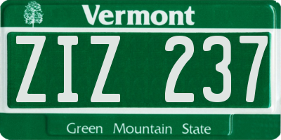 VT license plate ZIZ237