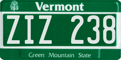 VT license plate ZIZ238
