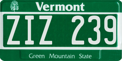 VT license plate ZIZ239