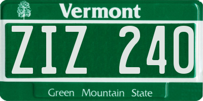 VT license plate ZIZ240